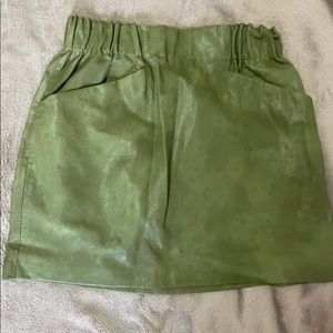 Zara green faux leather mini skirt